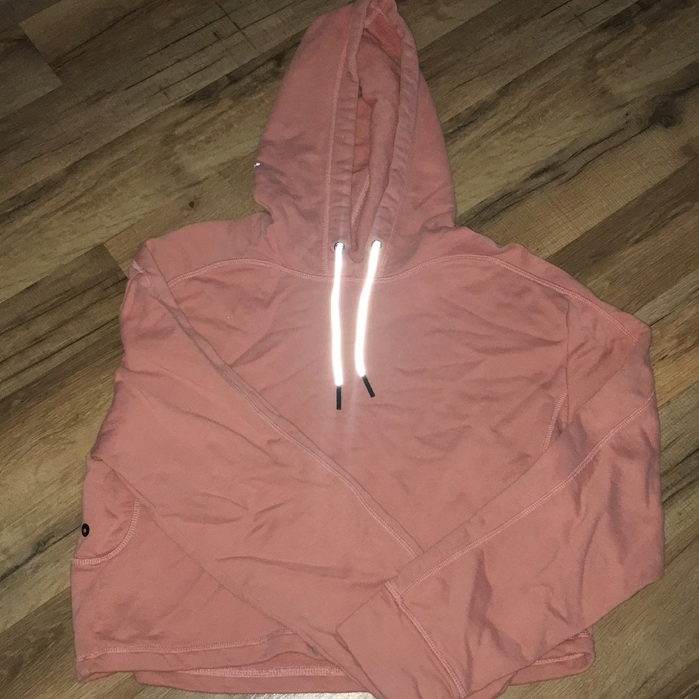 Pink puma cropped workout hoodie